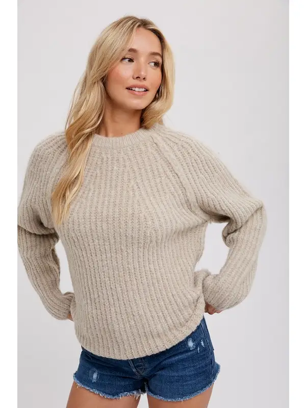 Chunky Raglan Sleeve Pullover | Oatmeal