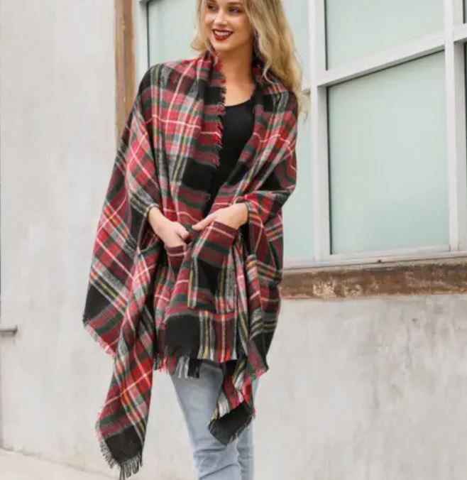 Classic Plaid Pocket Ruana – Golden Gait Mercantile