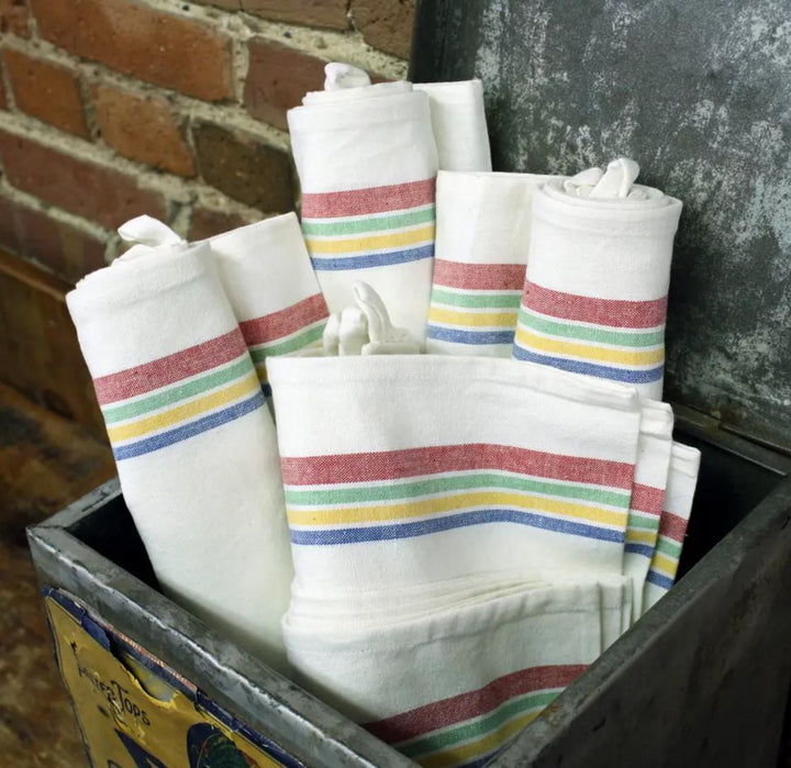 Vintage Farmhouse Retro Stripe Kitchen Towel Colorful