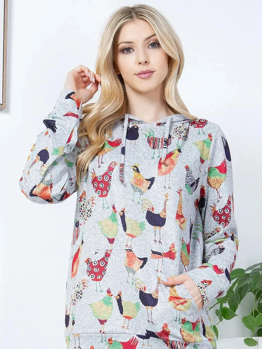 Colorful Wild Chicken Pullover Hoodie Colorful Wild Chicken Pullover Hoodie
