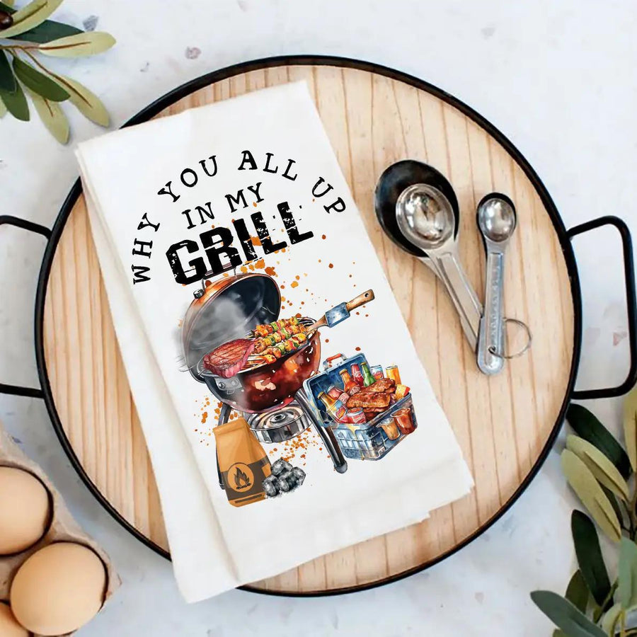 Cotton Tea Towel | All Up in My Grill Bbq Cotton Tea Towel | All Up in My Grill Bbq