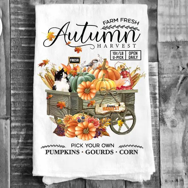 Cotton Tea Towel | Farm Fresh Autumn Harvest