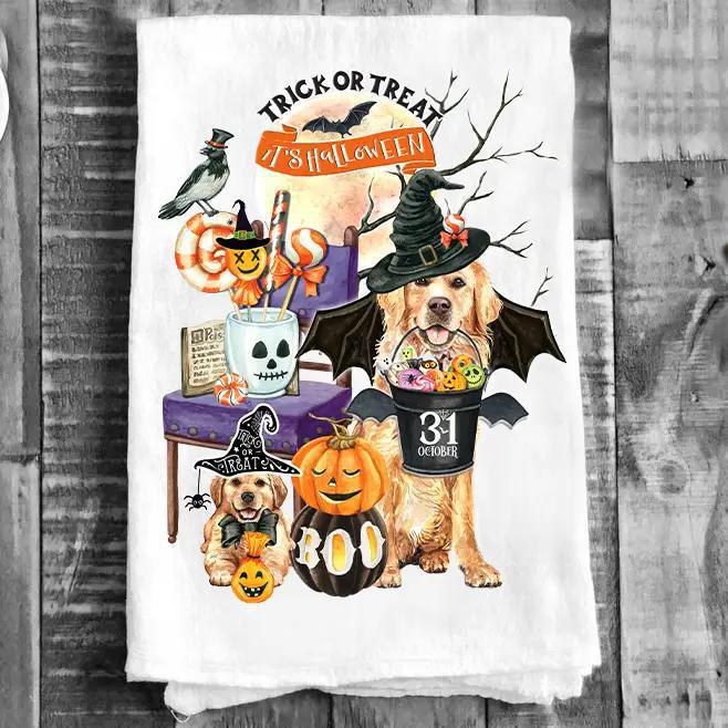 Cotton Tea Towel | Halloween Dog Lover Trick or Treat