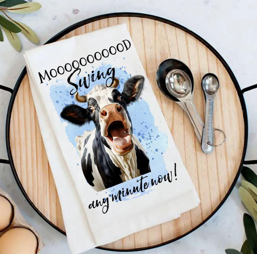 Cotton Tea Towel | Mood Swing Any Minute Cow Cotton Tea Towel | Mood Swing Any Minute Cow