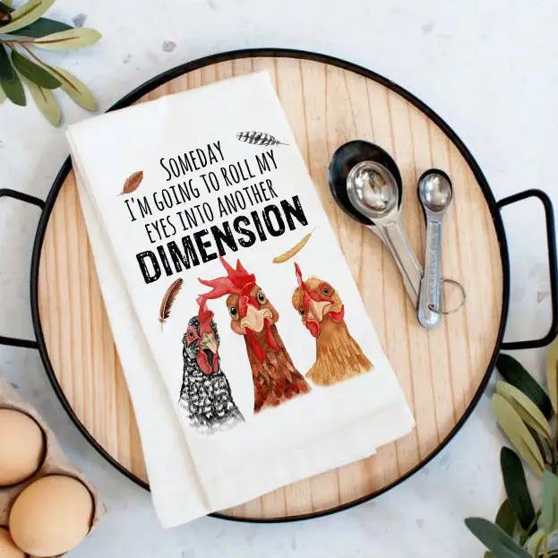 Cotton Tea Towel | Rolling My Eyes Into Another Dimension Rooster Cotton Tea Towel | Rolling My Eyes Into Another Dimension Rooster