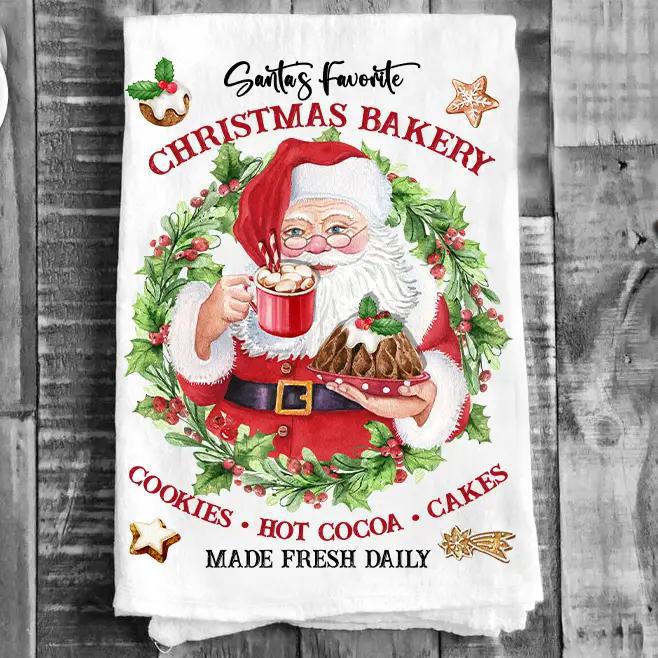 Cotton Tea Towel | Santa's Christmas Bakery