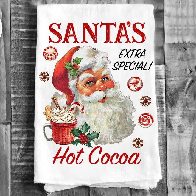 Cotton Tea Towel | Santa's Hot Cocoa