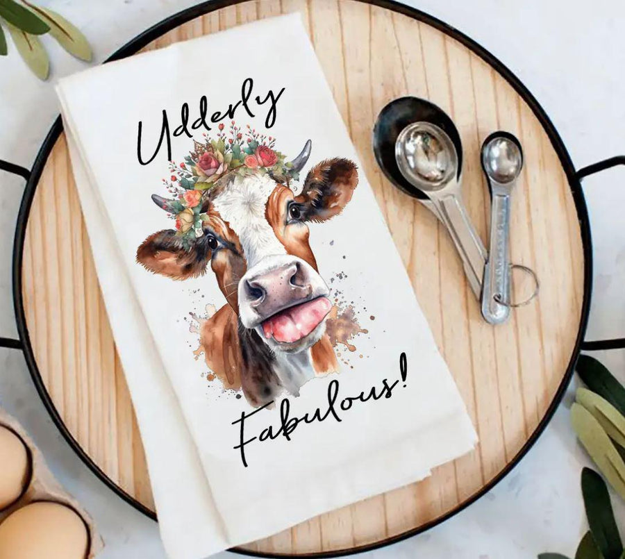 Cotton Tea Towel | Udderly Fabulous Cow Farmhouse Cotton Tea Towel | Udderly Fabulous Cow Farmhouse