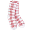 World's Softest® Socks Knit Pickin' Fireside Crew Socks Crimson Check