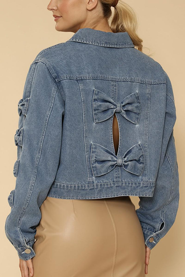 Cropped Bow Denim Jacket Cropped Bow Denim Jacket