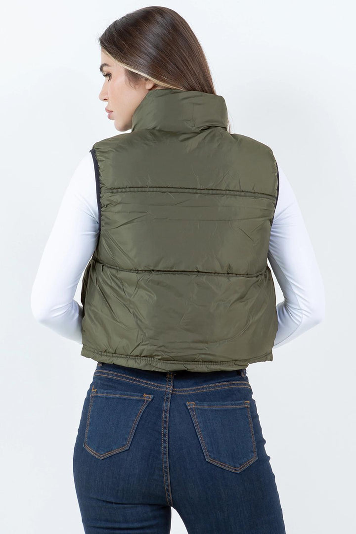 Cropped Puffer Vest Olive Cropped Puffer Vest Olive