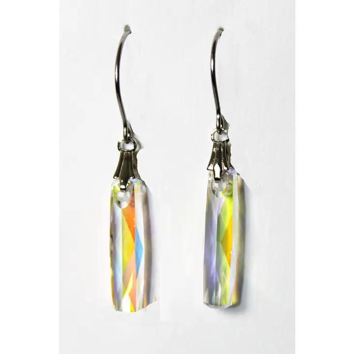 Crystal Aurora Borealis Column Dangle Earrings Crystal Aurora Borealis Column Dangle Earrings