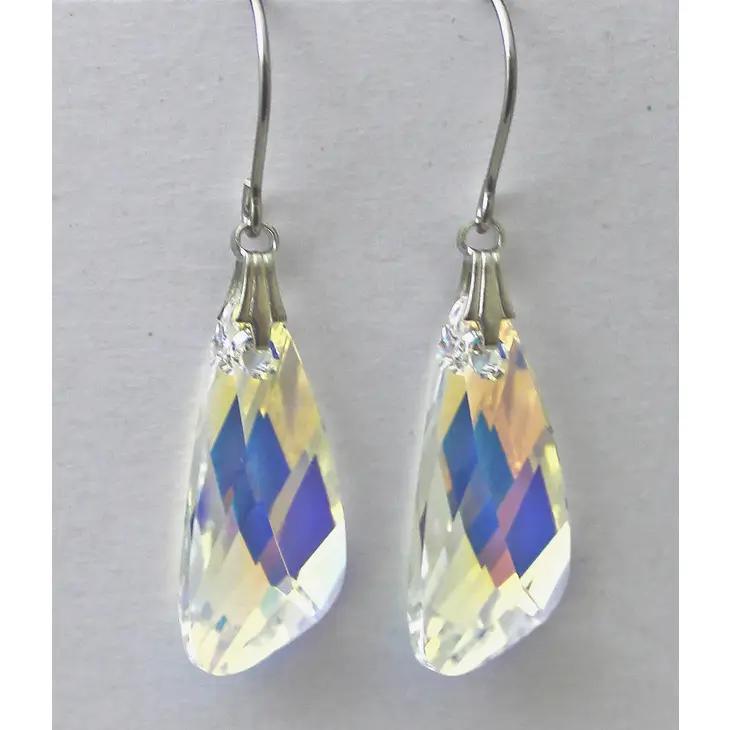 Crystal Aurora Borealis Wing Dangle Earrings Crystal Aurora Borealis Wing Dangle Earrings