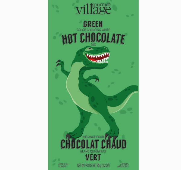 Gourmet Du Village Color changing Hot Chocolate Mix Packet Dinosaur Green