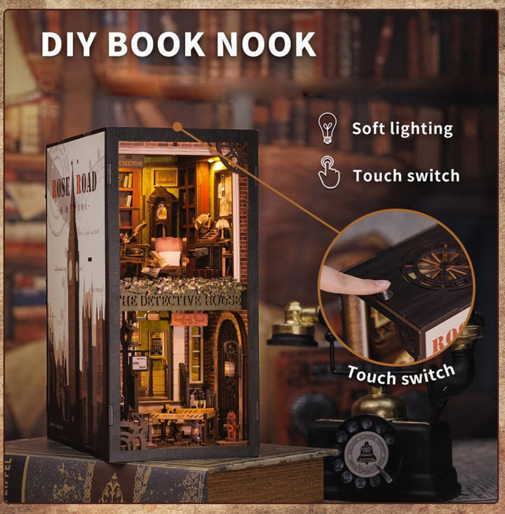 DIY Miniature House Book Nook Kit | Rose Detective Agency with Dust Cover