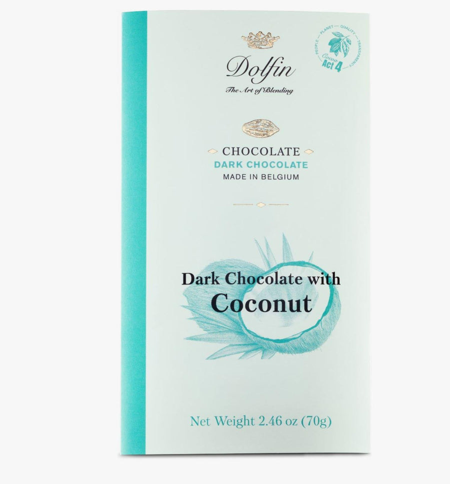 Dolfin Fine Belgium Chocolate | Dark Chocolate with Coconut Dolfin Fine Belgium Chocolate | Dark Chocolate with Coconut
