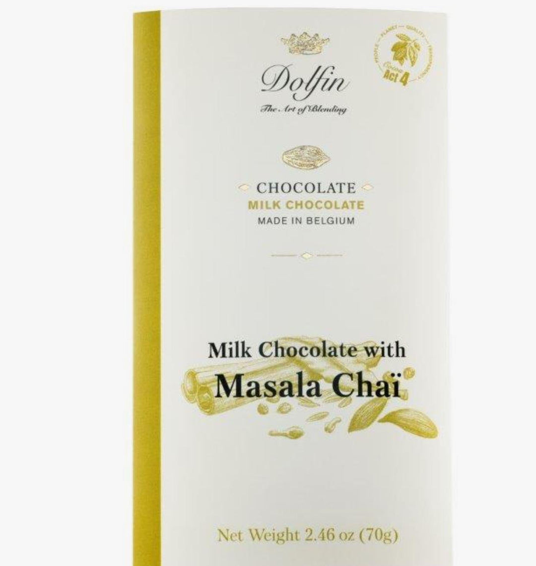 Dolfin Fine Belgium Chocolate | Milk Chocolate with Masala Chai Dolfin Fine Belgium Chocolate | Milk Chocolate with Masala Chai