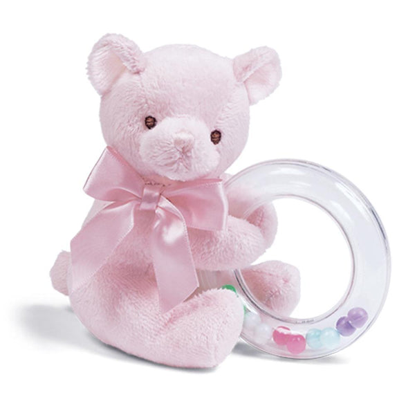 Bearington Baby Collection | Teddy Shaker Rattle Dottie Pink Bearington Baby Collection | Teddy Shaker Rattle