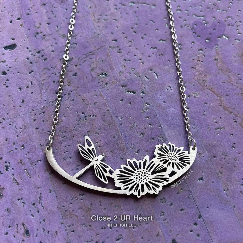 Dragonfly with Flowers Necklace Dragonfly with Flowers Necklace