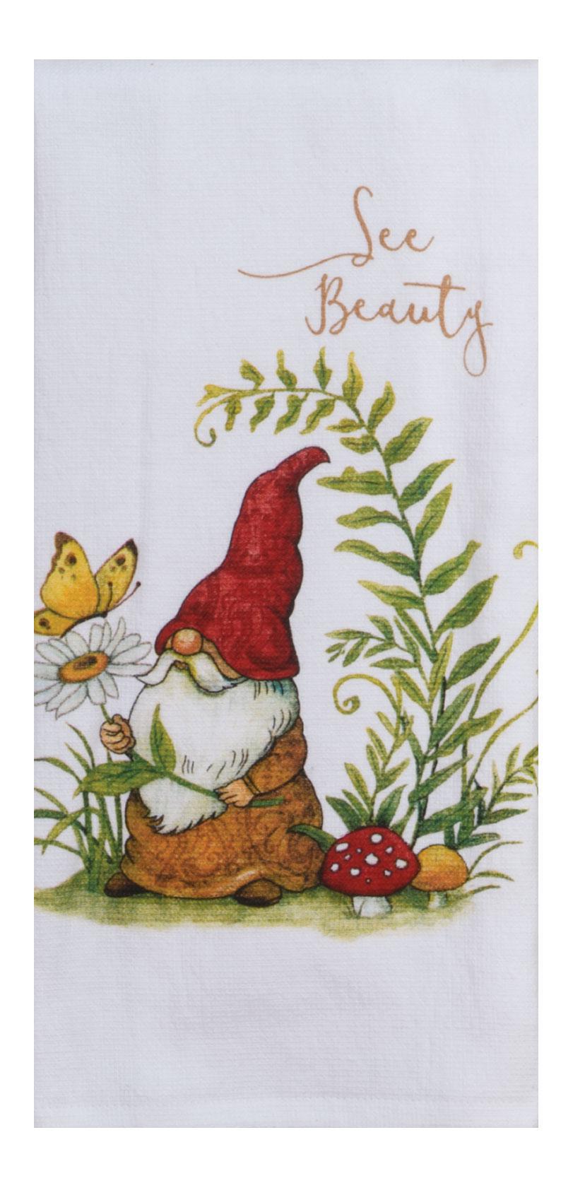 Dual Purpose Terry Towel | Garden Gnomes See Beauty