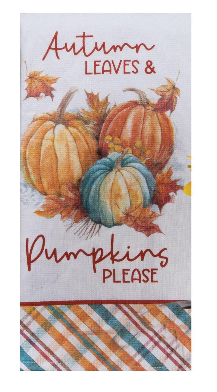 Dual Purpose Terry Towel | Harvest Pumpkin Autumn Leaves