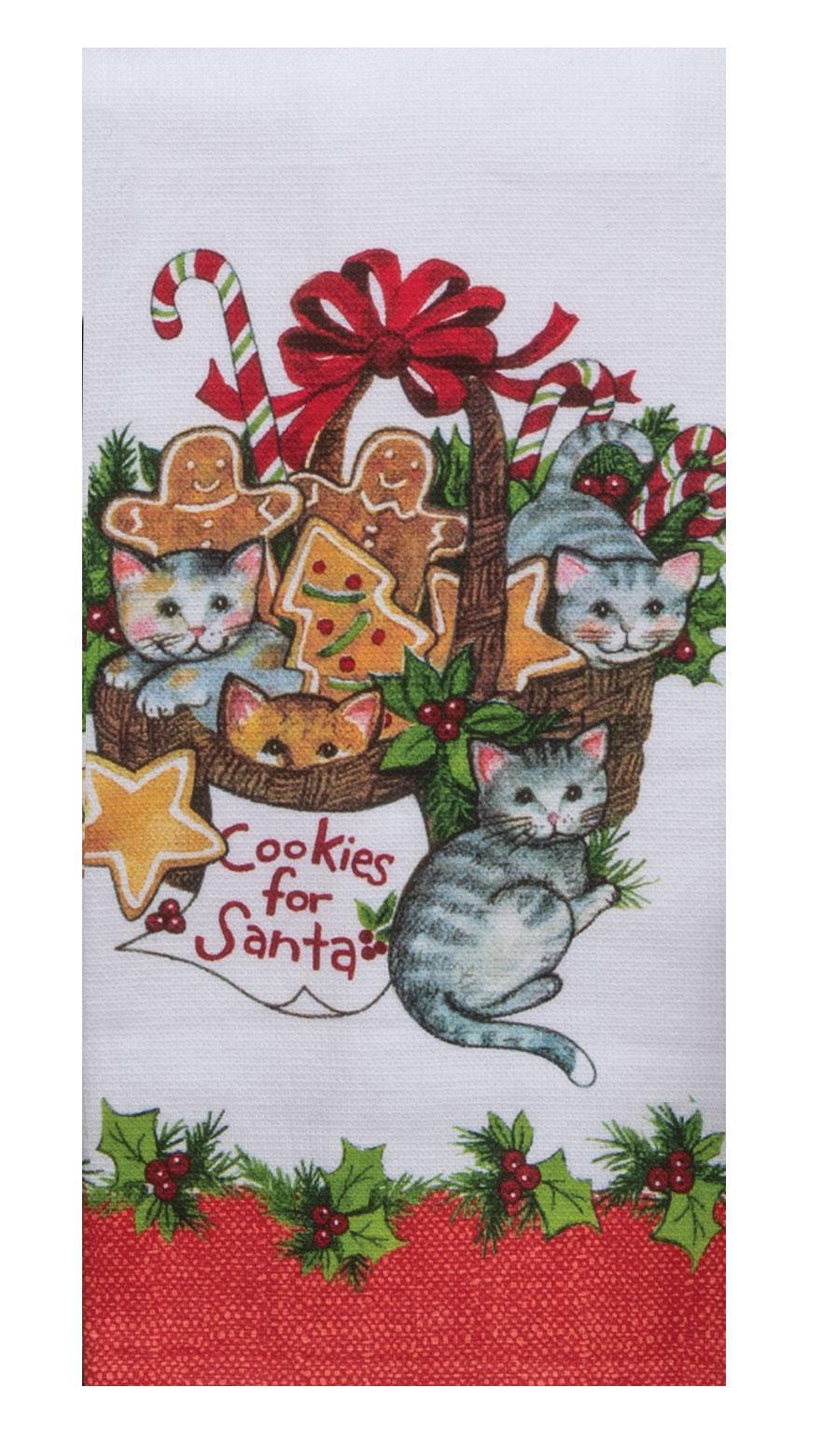 Dual Purpose Terry Towel | Meowy Christmas Basket