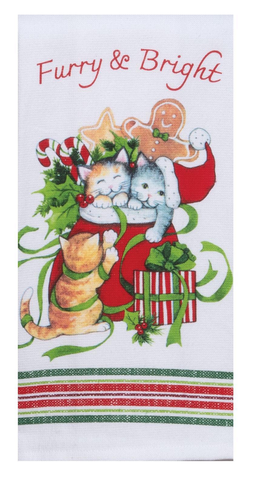 Dual Purpose Terry Towel | Meowy Christmas Furry & Bright