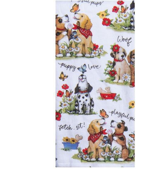 Dual Purpose Terry Towel | Playful Puppies Toss Dual Purpose Terry Towel | Playful Puppies Toss