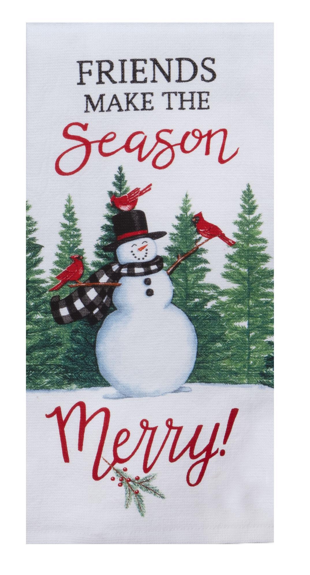 Dual Purpose Terry Towel | Winter Cardinal Snowman