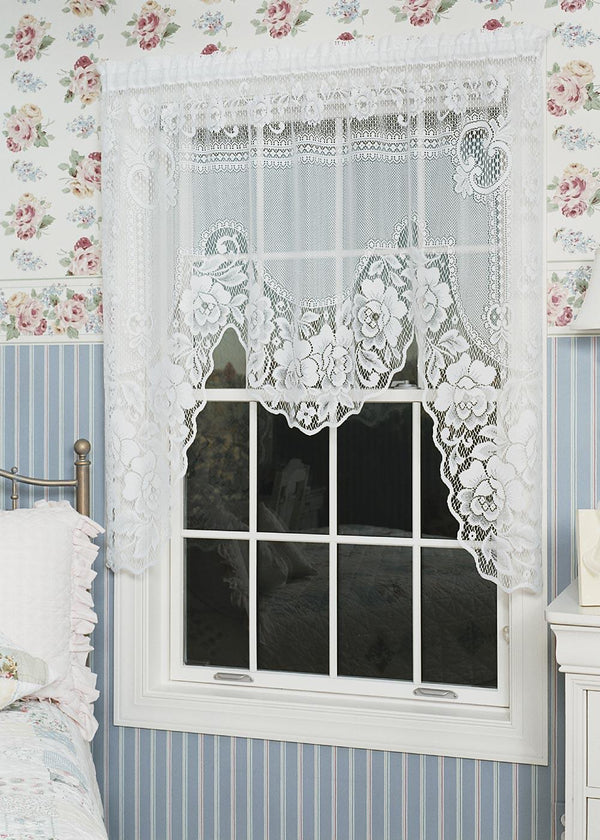 Heritage Lace Curtains | Victorian Rose One-Piece Swag Ecru 60" x 48"