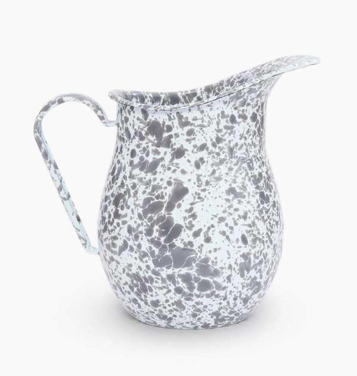 Enamelware Splatter Large Pitcher | Grey & White