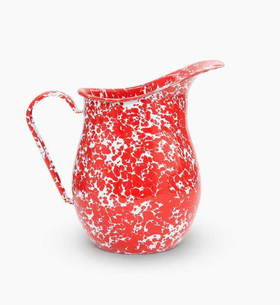 Enamelware Splatter Large Pitcher | Red & White Enamelware Splatter Large Pitcher | Red & White