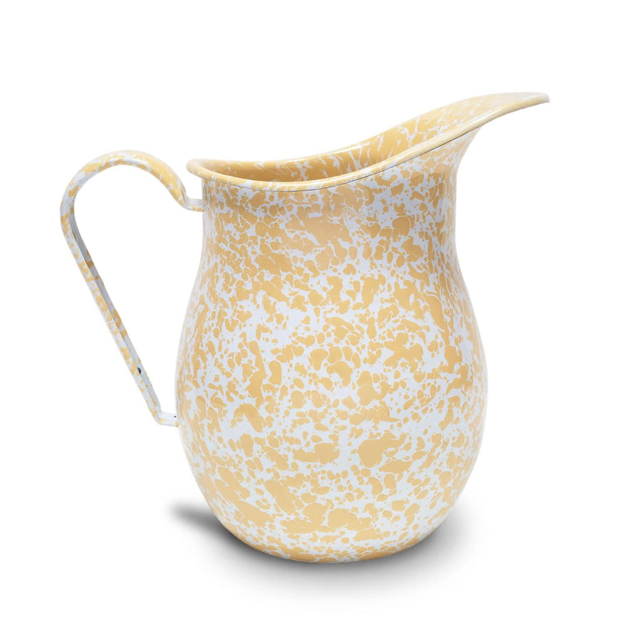 Enamelware Splatter Large Pitcher | Yellow & White Enamelware Splatter Large Pitcher | Yellow & White