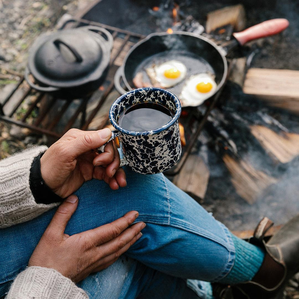 Enamelware Splatter Mug | Turquoise & White