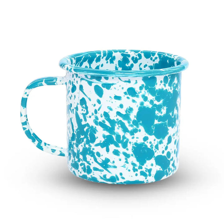 Enamelware Splatter Mug | Turquoise & White