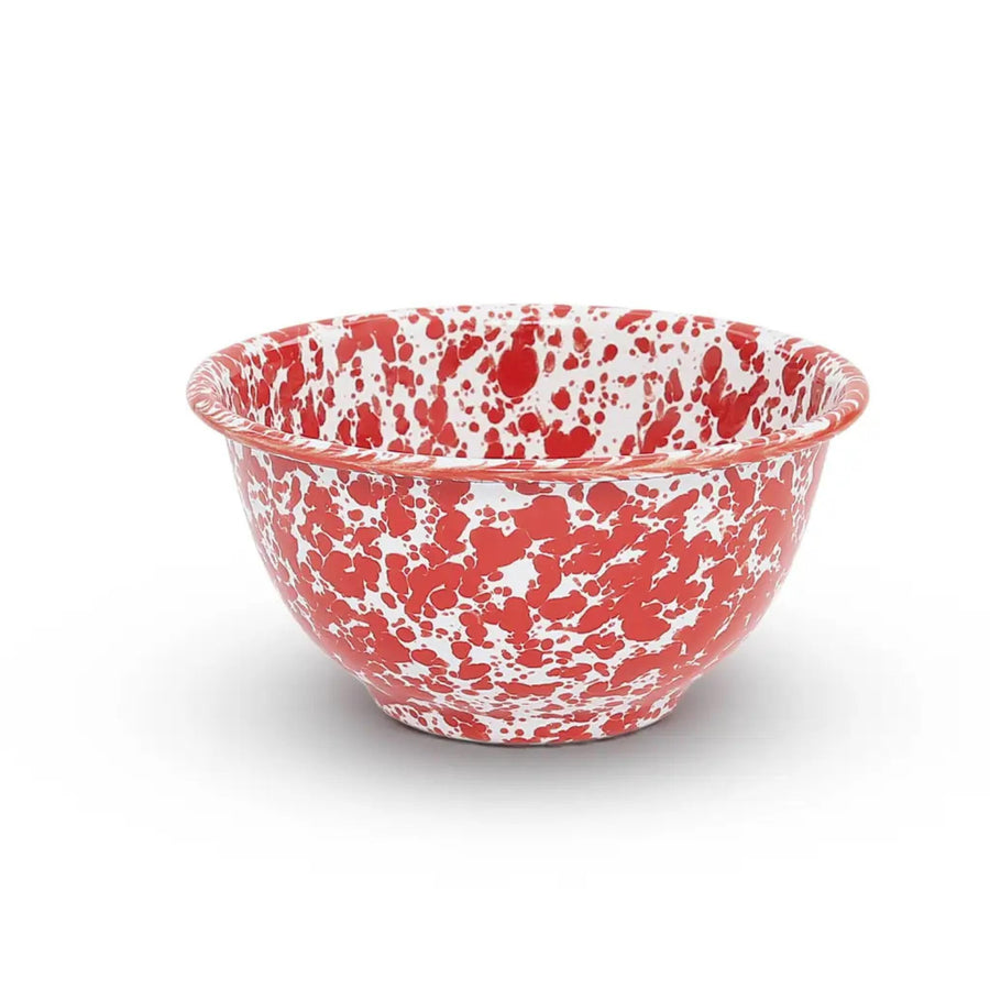 Enamelware Splatter Small Footed Bowl | Burgundy & Cream