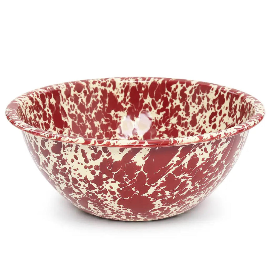 Enamelware Splatter Small Serving Bowl | Burgundy & Cream Enamelware Splatter Small Serving Bowl | Burgundy & Cream