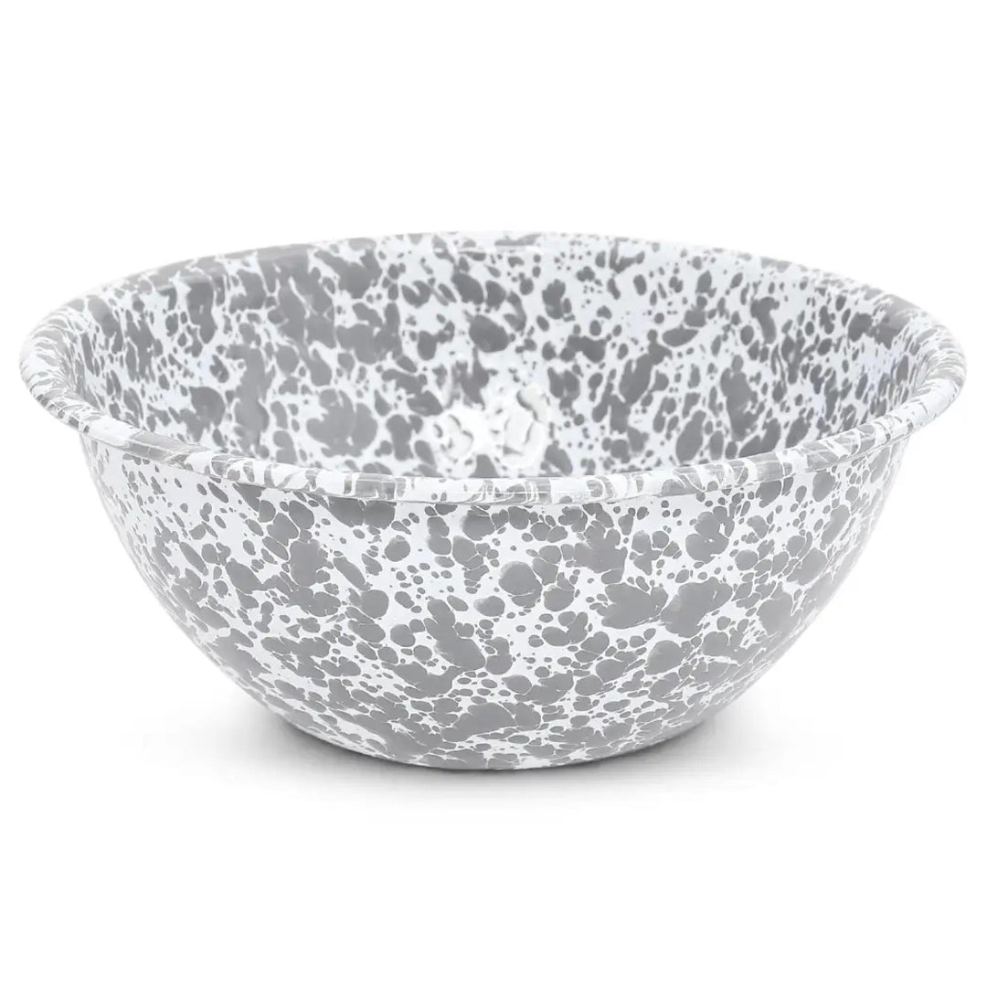 Enamelware Splatter Small Serving Bowl | Grey & White Enamelware Splatter Small Serving Bowl | Grey & White