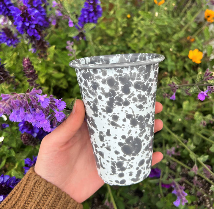 Enamelware Splatter Tumbler | Navy & Cream Enamelware Splatter Tumbler | Navy & Cream