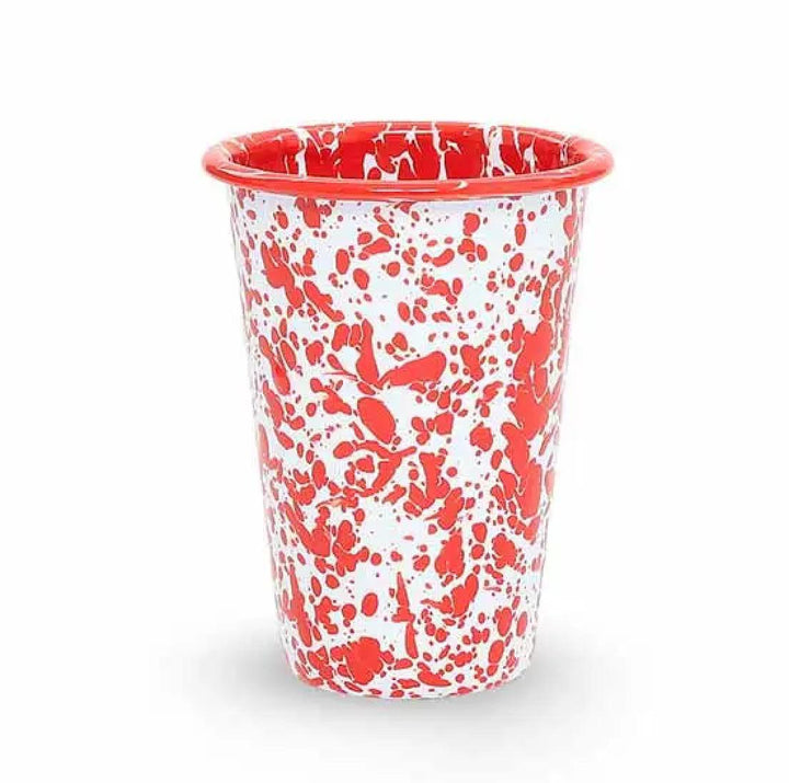 Enamelware Splatter Tumbler | Red & White Enamelware Splatter Tumbler | Red & White