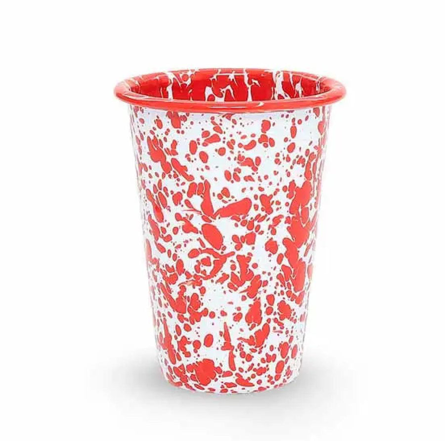 Enamelware Splatter Tumbler | Red & White Enamelware Splatter Tumbler | Red & White