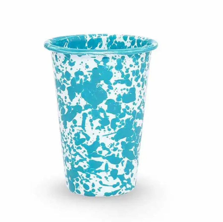 Enamelware Splatter Tumbler | Turquoise & White Enamelware Splatter Tumbler | Turquoise & White