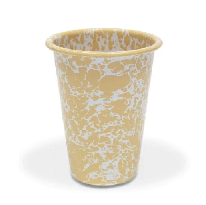 Enamelware Splatter Tumbler | Yellow & White Enamelware Splatter Tumbler | Yellow & White