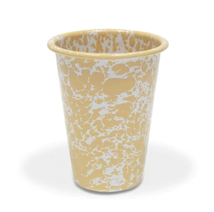 Enamelware Splatter Tumbler | Yellow & White Enamelware Splatter Tumbler | Yellow & White
