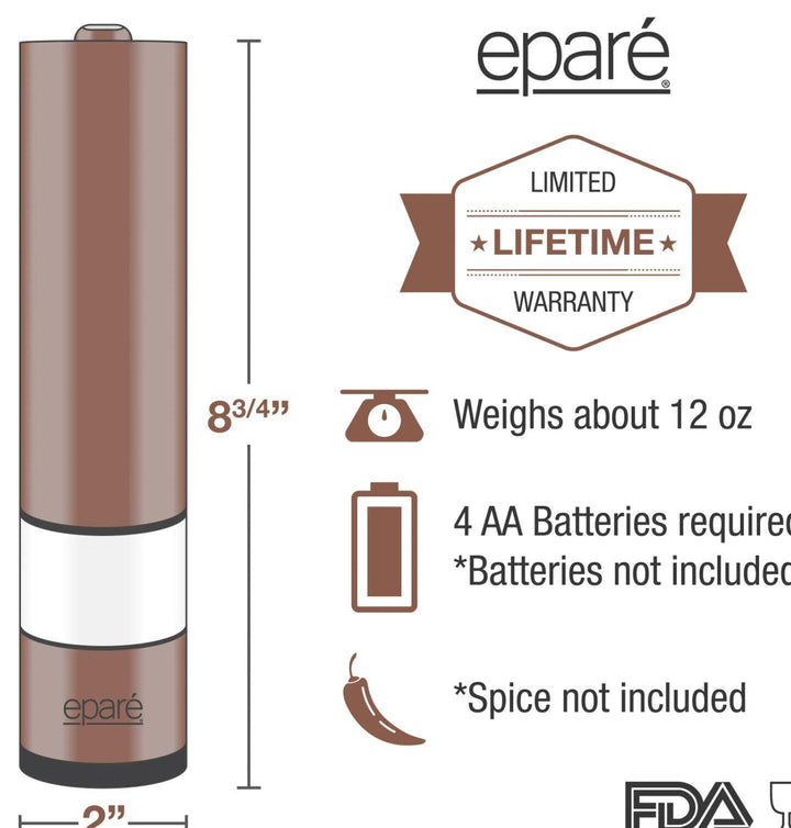 Eparé Copper Battery Operated Mill Spice Grinder Eparé Copper Battery Operated Mill Spice Grinder