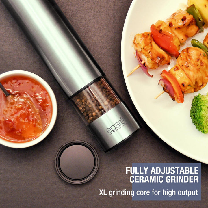 Eparé Stainless Steel Battery Operated Mill Spice Grinder Eparé Stainless Steel Battery Operated Mill Spice Grinder
