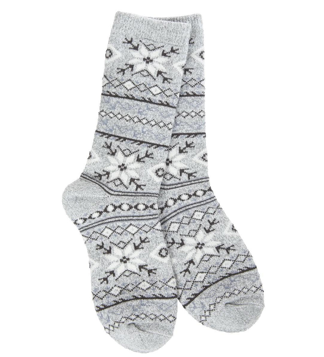 World's Softest Socks | Holiday Mini Crew Fair Isle Grey