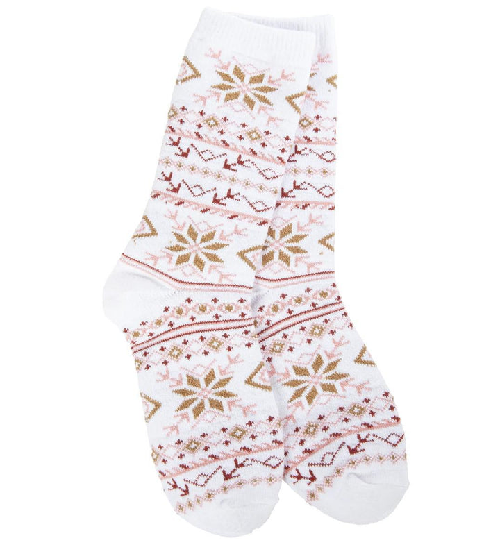 World's Softest Socks | Holiday Mini Crew Fair Isle White Multi