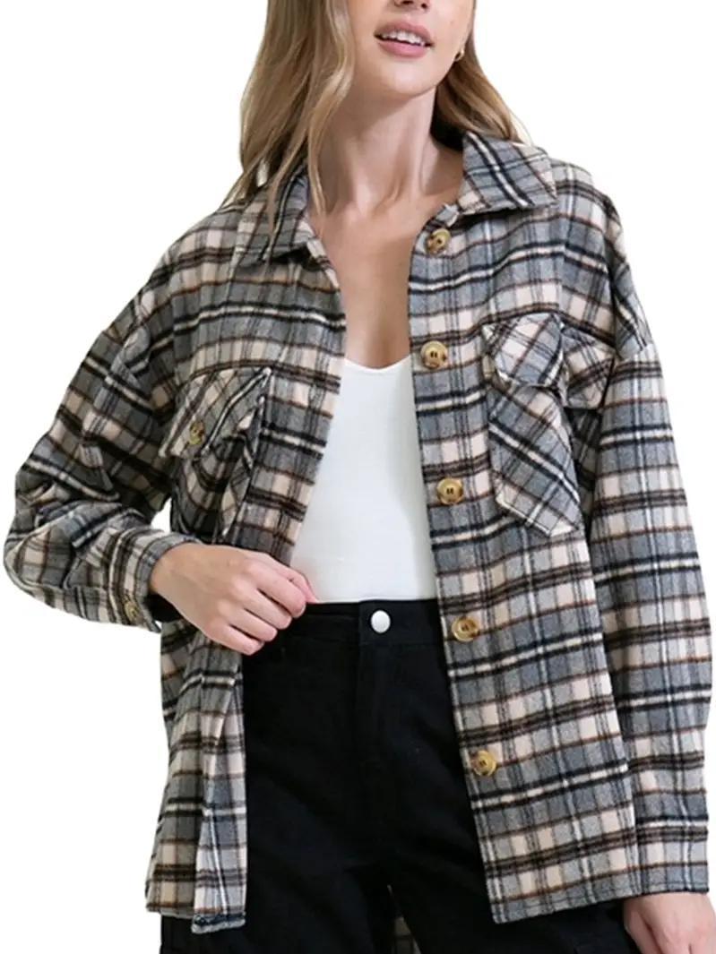 Fall Vibes Oversized Plaid Print Shacket