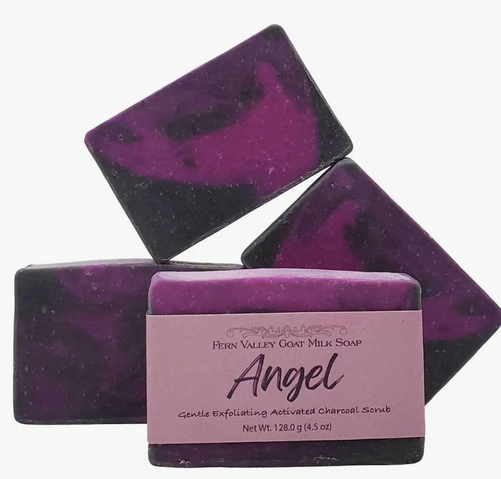 Fern Valley  Goat Milk Soap | Charcoal Exfoliating Scrub | Angel - Flirty Floral Scent Fern Valley  Goat Milk Soap | Charcoal Exfoliating Scrub | Angel - Flirty Floral Scent